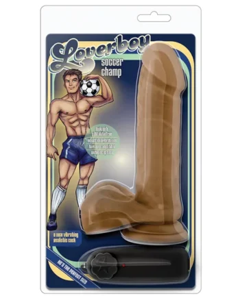 Loverboy Soccer Champ Realistic Mocha 8-Inch Long Remote Control Vibrating Dildo With Suction Cup Base
