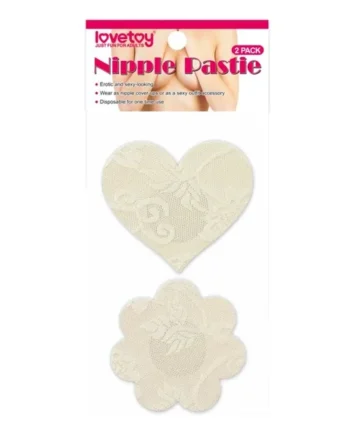 Lovetoy Lace Heart & Flower Nipple Pasties, Twin Pack, Nude
