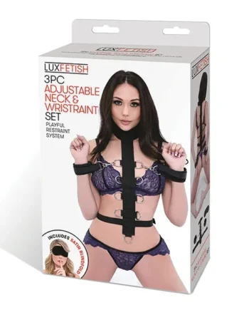 Lux Fetish 3 pc Adjustable Neck & Wristraint Set