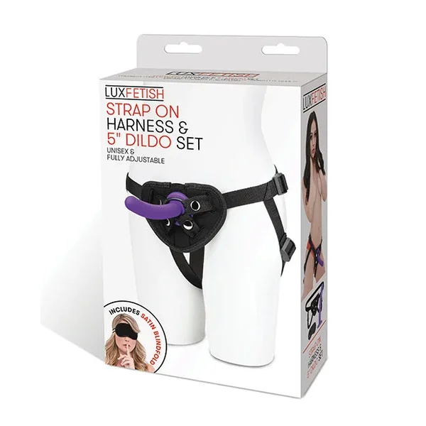Lux Fetish 5″ Dildo & Strap On Harness Set