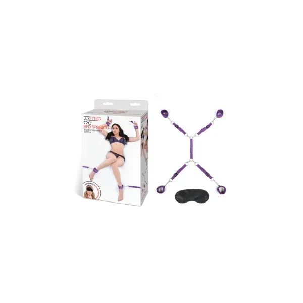 Lux Fetish 7-Piece Bed Spreader Playful Restraint System, Purple