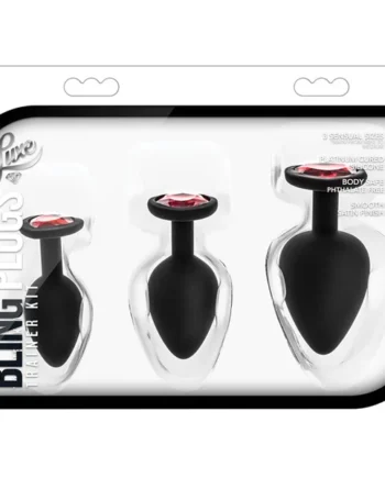 Luxe Bling's Training Kit Black With Red Gems Anal Plug