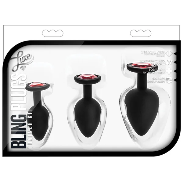 Luxe Bling's Training Kit Black With Red Gems Anal Plug