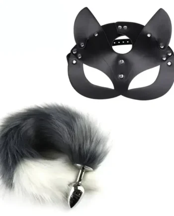 Luxurious Combination Sexy Catwoman Mask Tail Metal Anal Plug Cosplay