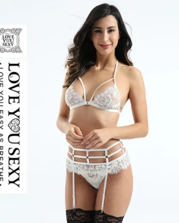 LYS Lace White Transparent sexy Bra & Brief Sets Lingeries