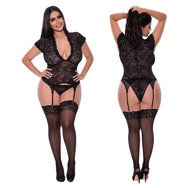 Magic Silk Basque & Tanga Set-Black QUEEN-Boxed