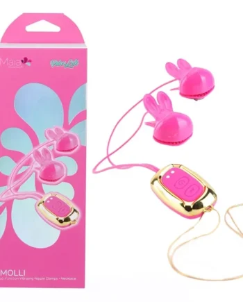 Maia MOLLI – Pink – Pink USB Rechargeable Vibrating Nipple Clamps & Necklace