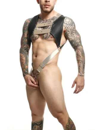 MALE BASICS DNGEON CROPTOP COCKRING HARNESS GOLDEN O/S