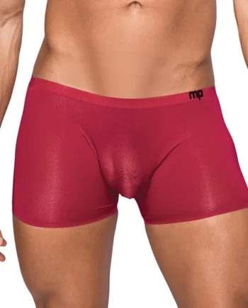 Male Power Seamless Sleek Sleek Short w/sheer pouch Wine Small