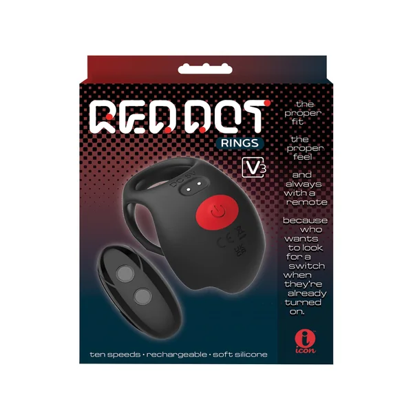 Massive Red Dot Cock Ring V3 - Black