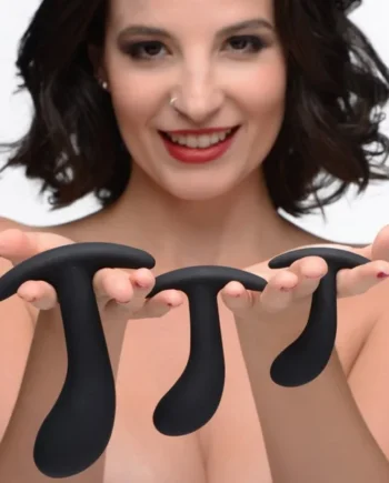 MASTER SERIES DARK DELIGHTS 3PC CURVED SILICONE ANAL TRAINER SET