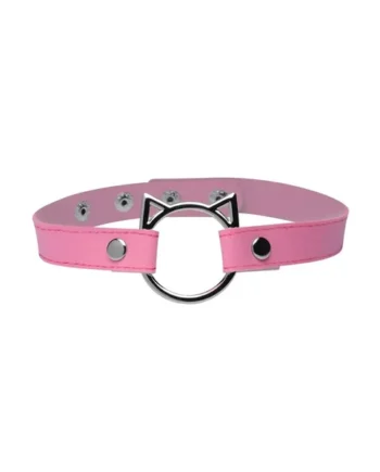 Master Series Kinky Kitty Adjustable Ring Choker Slim – Pink