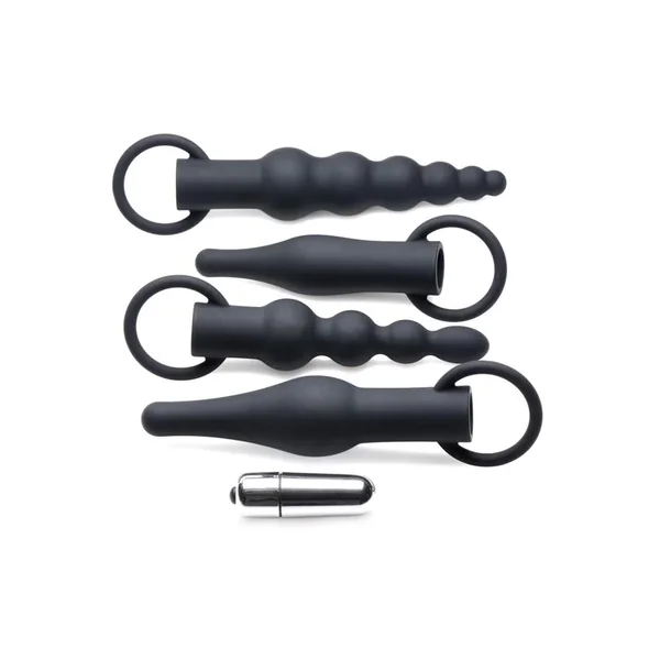 Master Series Premium Ranged Rimmers 3X Vibrating Silicone Rimming Anal Training Set – Black **Special Order**