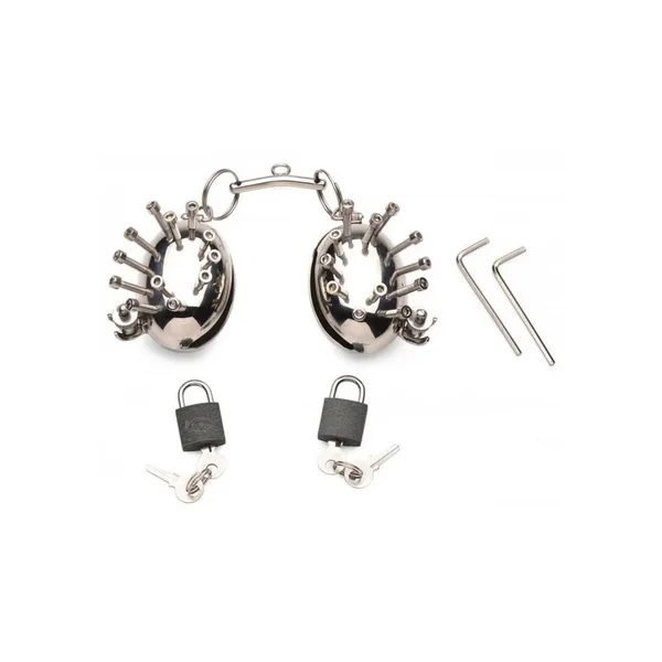 Master Series Scrotum Egg Shells with Spikes Stainless Steel