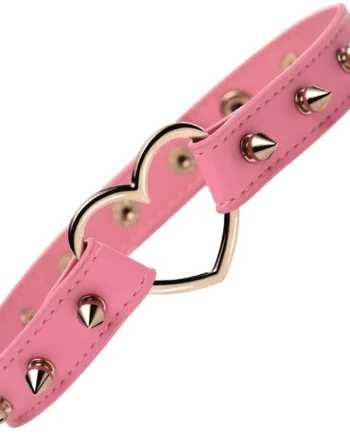 Master Series Spiked Heart Choker - Pink
