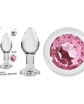 Medium Pink Gem Glass Anal Plug by Adam & Eve