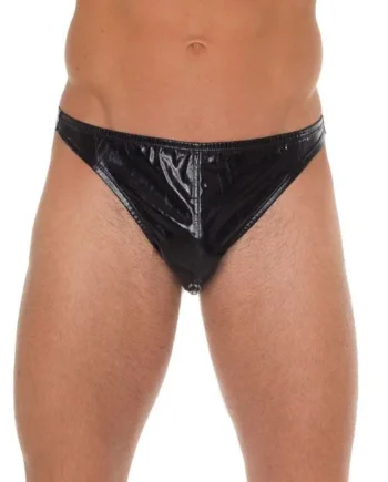 Men Black Shiny GString
