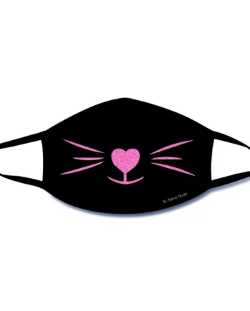 Meow-Za Pink Glitter Kitty Face Mask With Black Trim
