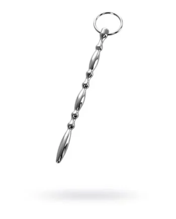 Metal Silver Beaded Urethral Plug W Ring