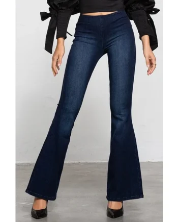 MID-RISE BANDED WIDER FLARE JEANS