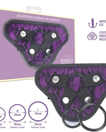 Miley Universal Adjustable Harness with 3 Silicone Rings Purple