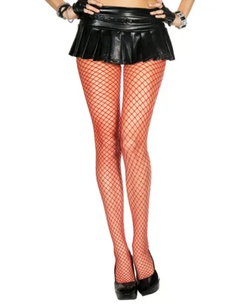 Mini Diamond Net Spandex Pantyhose - One Size - Red