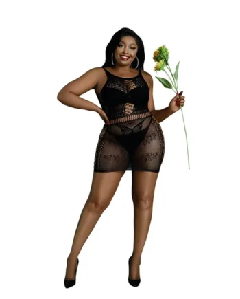 Moonlight Black Cut Out Floral Mini Dress Plus Size