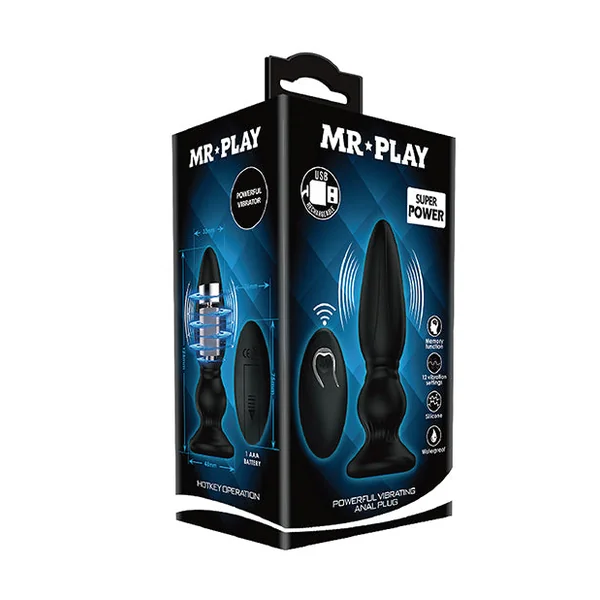 Mr. Play Vibrating Anal Plug W-remote - Black