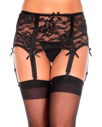 Music Legs Sheer Floral Lace Garter Belt