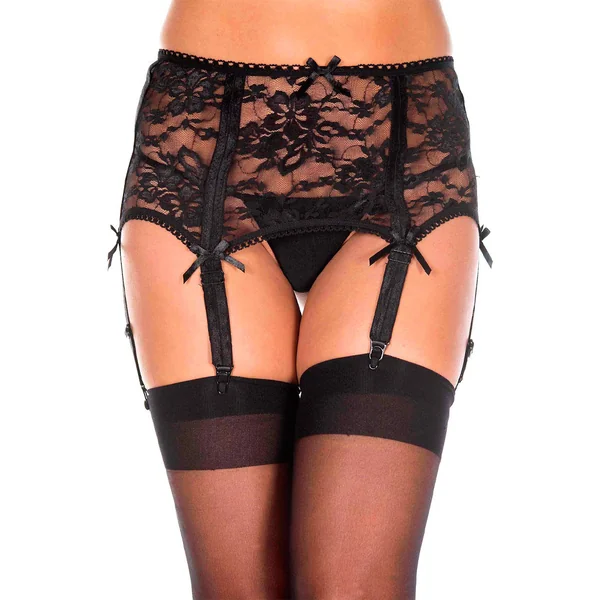 Music Legs Sheer Floral Lace Garter Belt