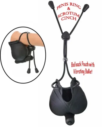 My Penis Ring Vibrating Scrotum Pouch And Cinch Silicone Black