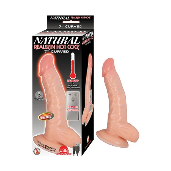 Natural Realskin Hot Cock Curved 7 Inch - Flesh