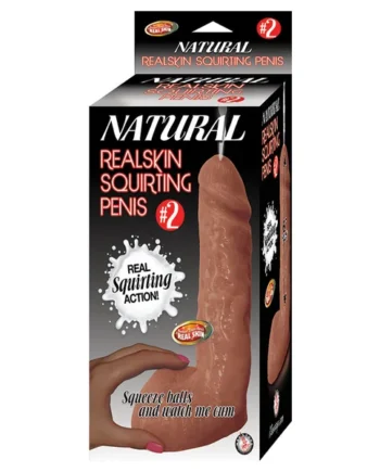 Natural Realskin Squirting Penis #2 Dildo - Brown