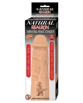 Natural Realskin Vibrating Penis Xtender - White