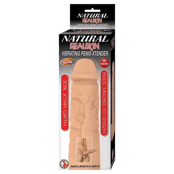 Natural Realskin Vibrating Penis Xtender - White