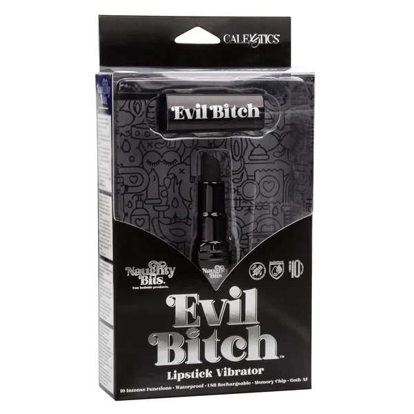 Naughty Bits Evil Bitch Lipstick Vibrator - Black