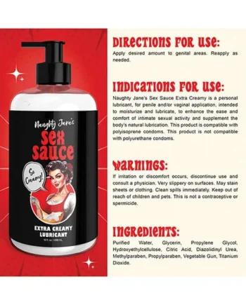 Naughty Jane’s Sex Sauce Extra Creamy Lubricant – 16 oz