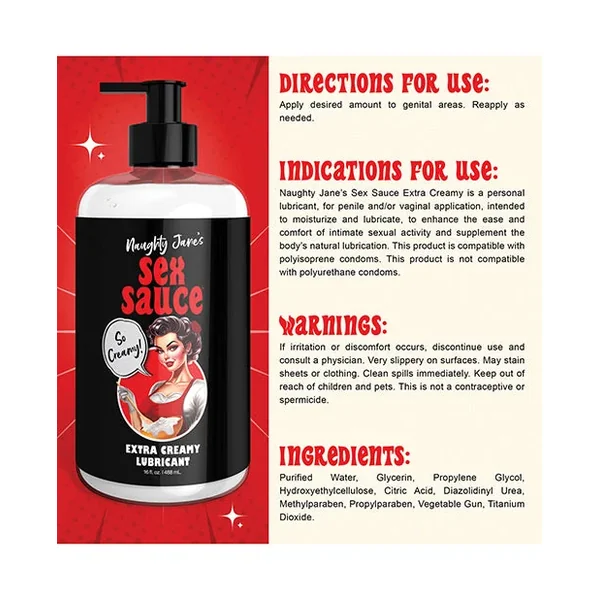 Naughty Jane’s Sex Sauce Extra Creamy Lubricant – 16 oz