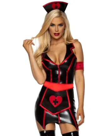 Naughty Nurse Costume - Medium - Black/red