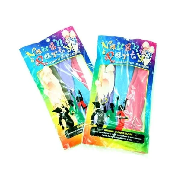 Naughty Party Balloons - Penis - 8 Pack - Assorted Colors