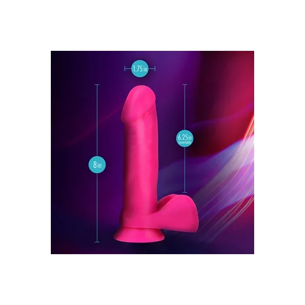 Neo Elite – 8 Inch Silicone Dual Density Cock with Balls – Neon Pink
