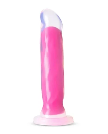 Neo Elite Glow in the Dark - Marquee - 8 Inch Silicone Dual Density Dildo - Neon Pink