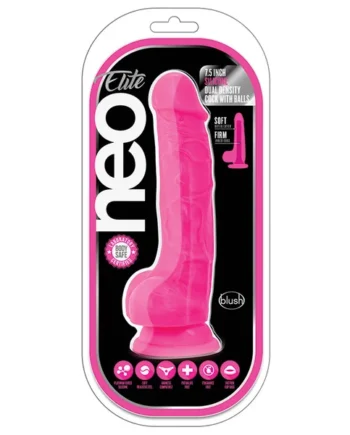 Neo Elite Neon Pink: 7.5-Inch Long Dildo - Made with Purio Silicone & SensaFeel Dual Density Realistic Technology