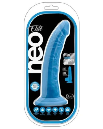 Neo Elite Silicone Dual Density Cock-Neon Blue 7.5