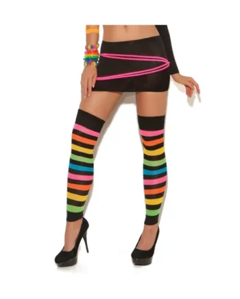 Neon Stripped Leg Warmers - One Size