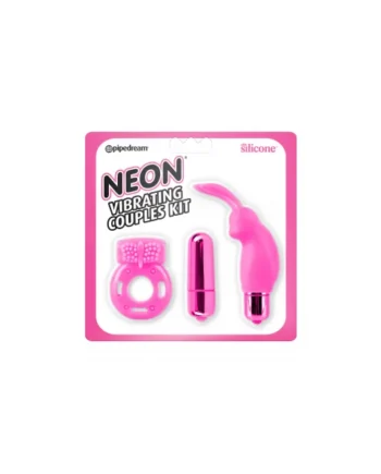 NEON VIBRATING COUPLES KIT PINK
