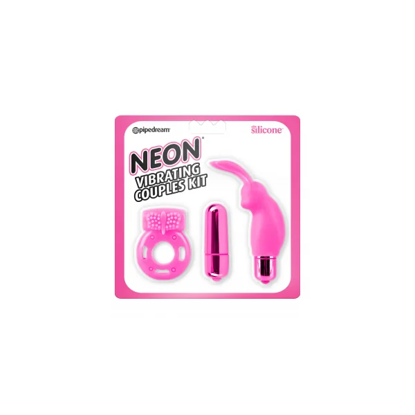 NEON VIBRATING COUPLES KIT PINK
