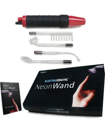 Neon Wand Electrosex Kit - Red and Black Handle Red Electrode