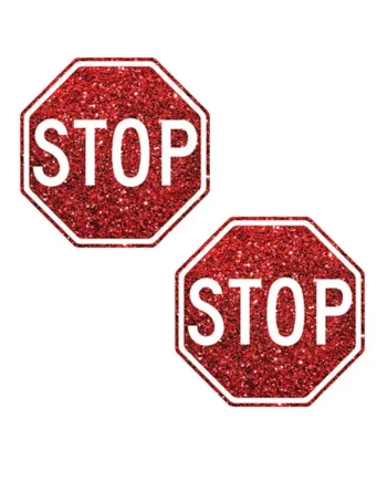 Neva Nude Stop Sign Glitter Pasties - Red O/s