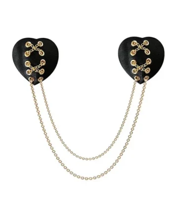 Neva Nude Two Heart Chained Pasties – Black O/S